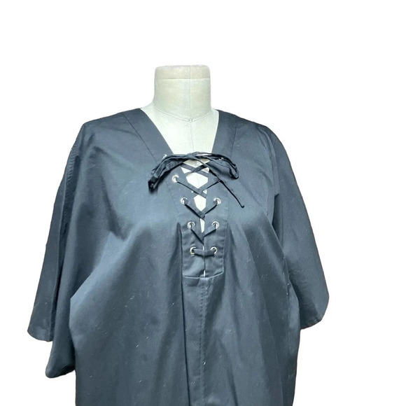 & Other Stories Dress Tunic Short Sleeve Lace-Up Neckline‎ Black Size US 10 - Picture 2 of 9